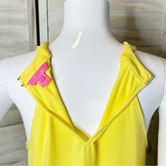 Lilly Pulitzer Dawn halter top Small pineapple juice yellow + white crochet lace - Picture 6 of 11